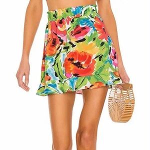 Show Me Your Mumu Roman Ruffle Mini Skirt Mimosa Blooms Floral Boho Resort NWT